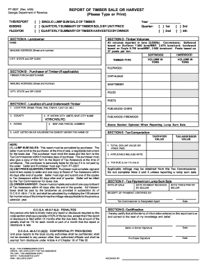 REPORT of TIMBER SALE or HARVEST Please Type or Print Claytoncountyga  Form