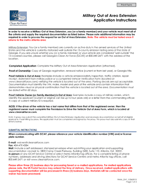  Military Out of Area Extension Application Form 2010-2024