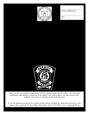 Camden County Police Department Print Application PDF Form