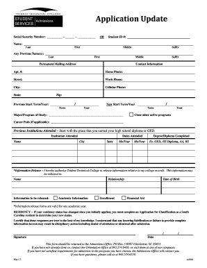  Trident Tech Application Update Form 2013