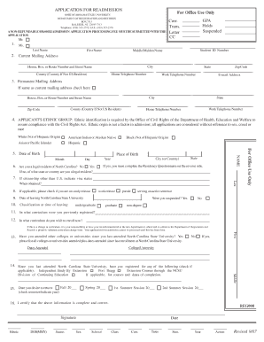  Application Form Nc State University 2007-2024