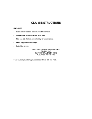 Nva Out of Network Claim Form