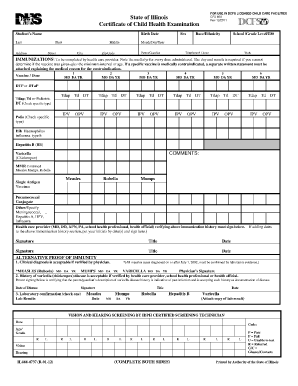Dhs Certificate of Child Health Examination Form