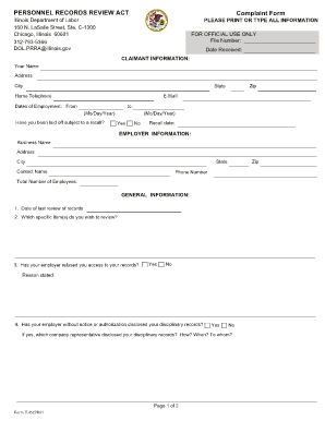 Personnel Records Review Act Complaint Form