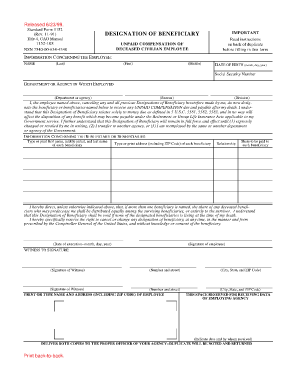  Federal Aviation Administration Designation of Beneficiary Form 1991