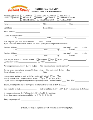 Carolina Farmin Application Form