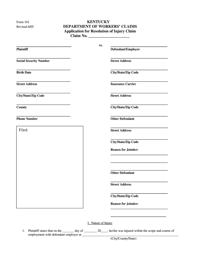  Application for Resolution of Claim Ky Form 2005-2024