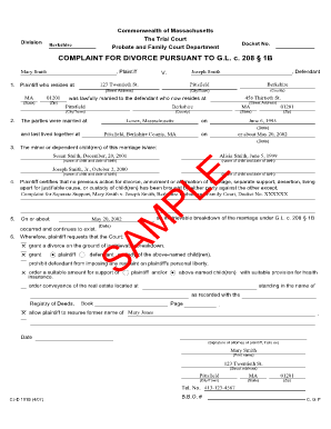 Affidavit of Irretrievable Breakdown Example  Form