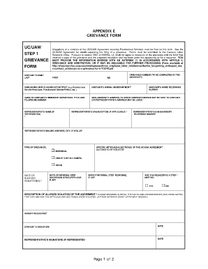 Sample Grievance Form