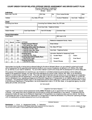 Driver Safety Plan Wisconsin  Form