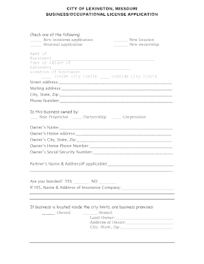 Missouri Business License  Form