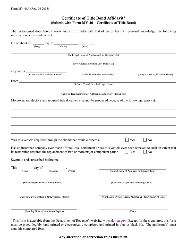 Get and Sign Mv 46a Form 2005-2022