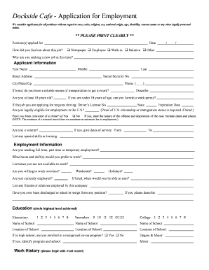 Dockside Application Form