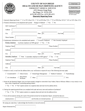 San Diego County Emt Probation Form