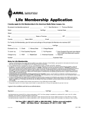 Get and Sign Arrl Life Membership 2008-2022 Form