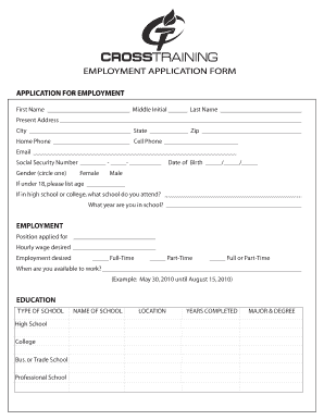 Cross Training Form