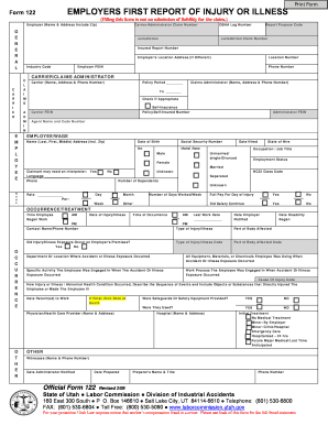 First Report of Injury Utah  Form