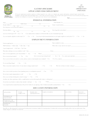 Gators Dockside Application  Form