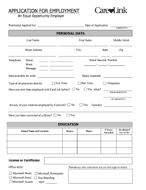 Carelink Application  Form