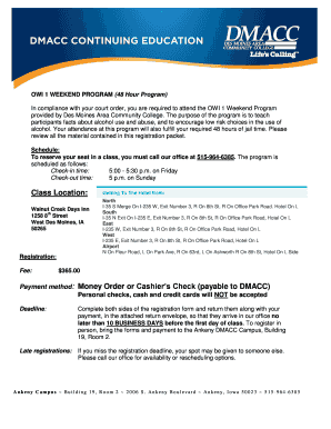 Dmacc Class Schedule Template  Form