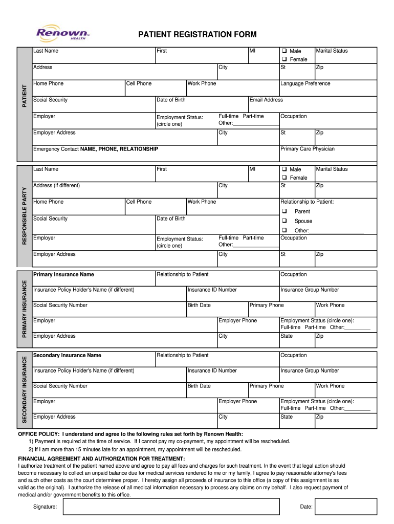 Blank Registration Form