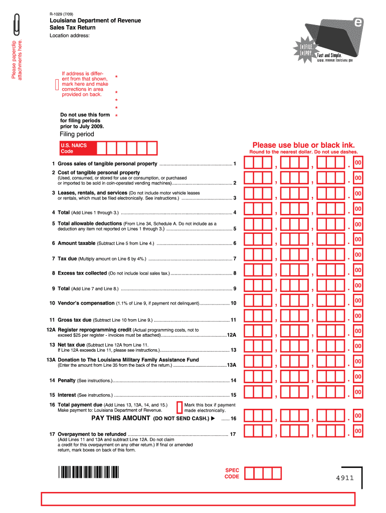  Louisiana R 1029 Form 2009