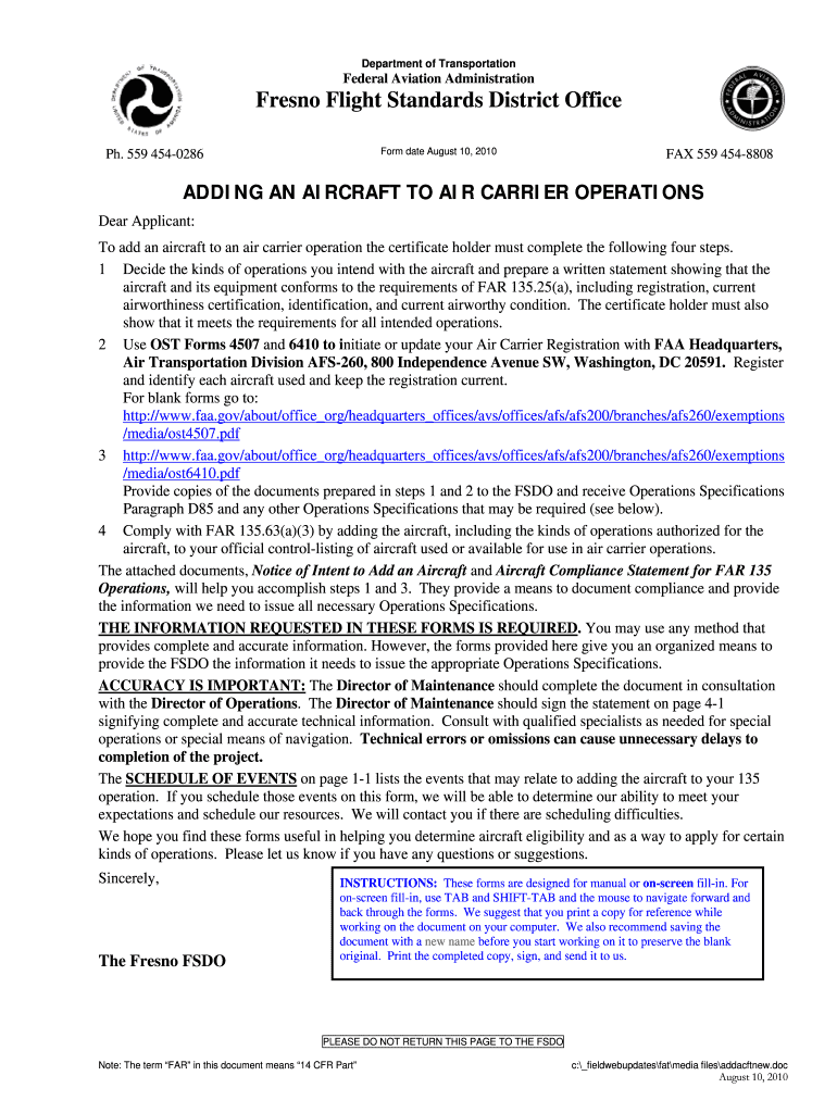  How to Add an Aircraft to Air Carrier Operations 2010-2024