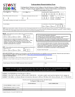 Stony Brook Rematriculation  Form