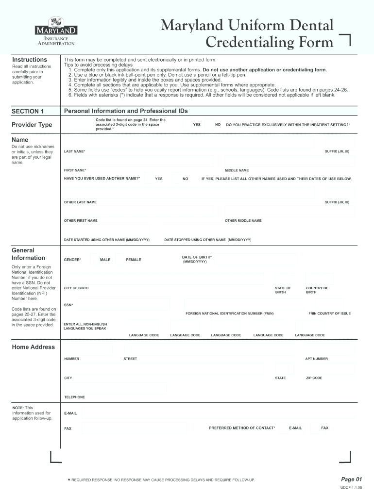  Maryland Dental Credentialing 2008-2024