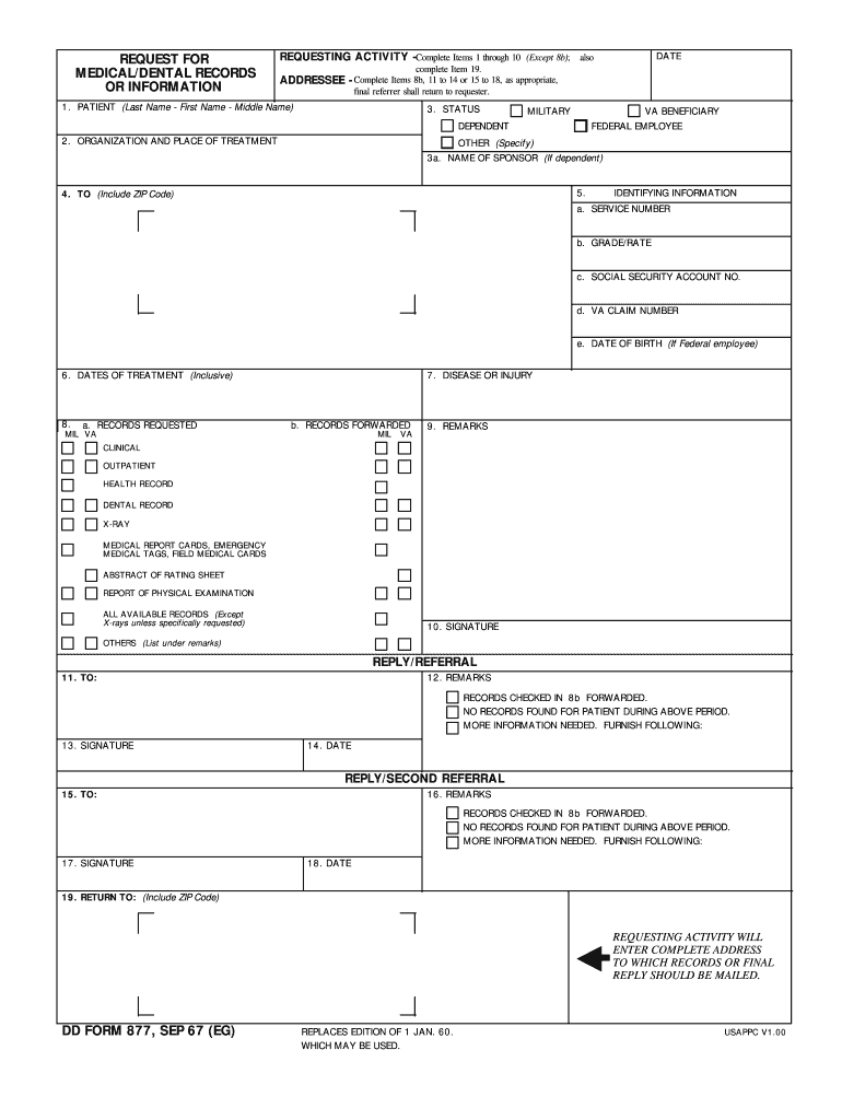 Fillable Dd877  Form