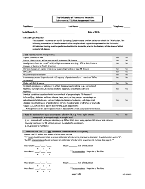 Tb Risk Assessment Questionnaire PDF  Form