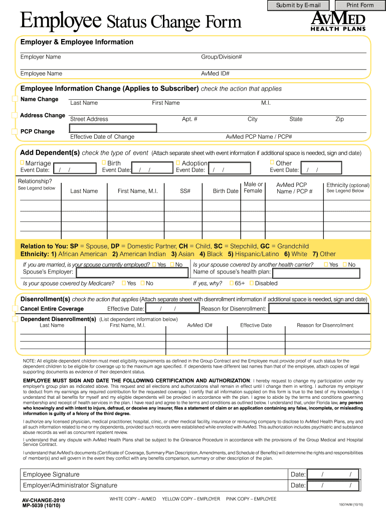 Employee Status Change Form