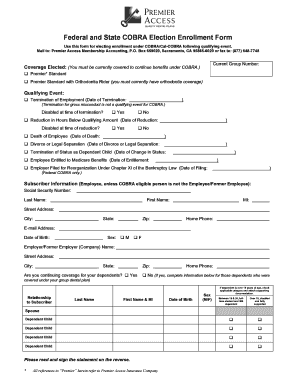 Cobra Enrollment Form