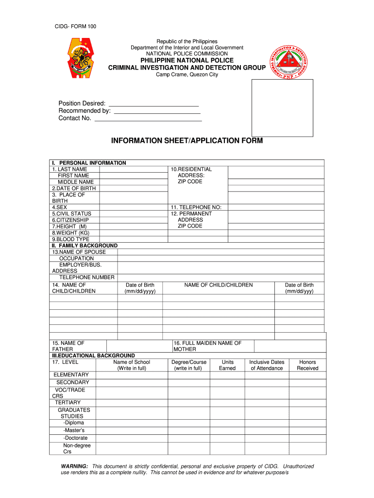 Cidg Agent Qualification  Form