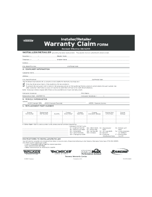 Walker Exhaust Warranty Form