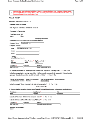 Electronic Issuer Company Related Action Notificatoin Form