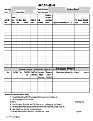 Vehicle Usage Log  Form