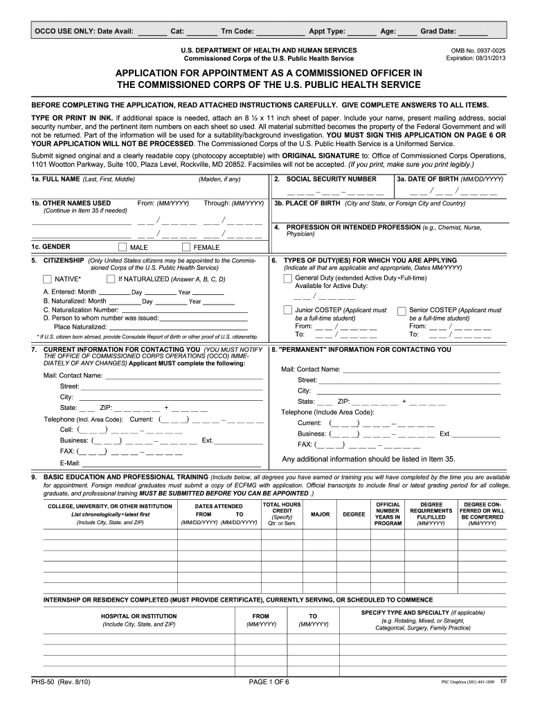 Phs 50 20102024 Form Fill Out and Sign Printable PDF Template signNow