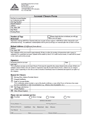 Fastrak Account  Form