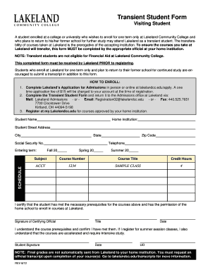 Lakeland Community College Transient Form