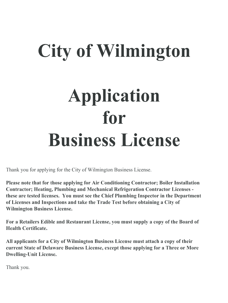 De Business License Application  Form
