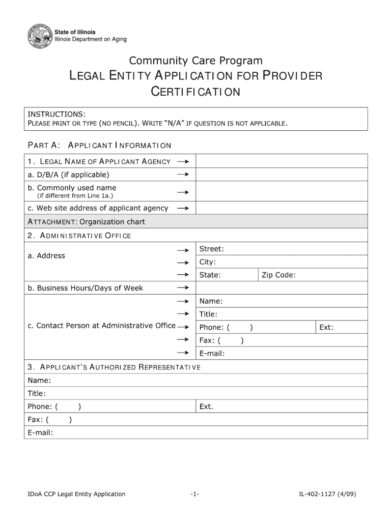  Legal Entity Application for Provider Certification Form 2009