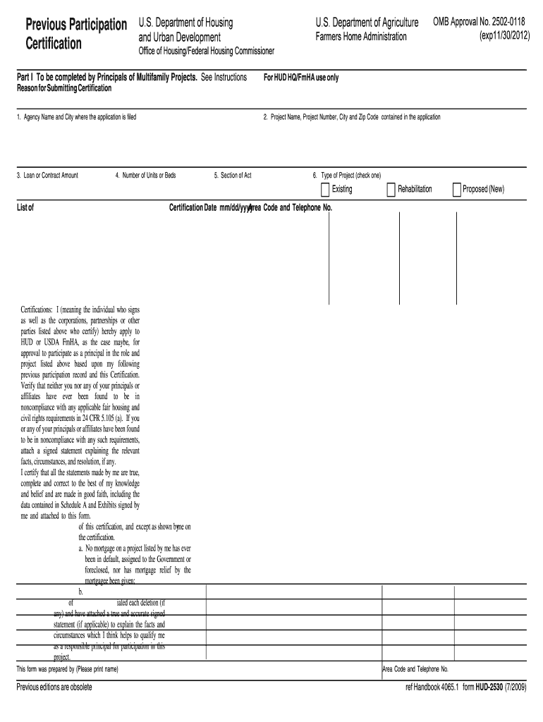  Hud Form 2530 Fillable 2009