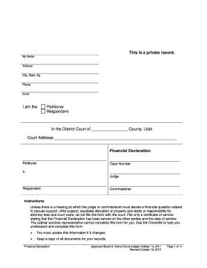 Financial Declaration Utah Form