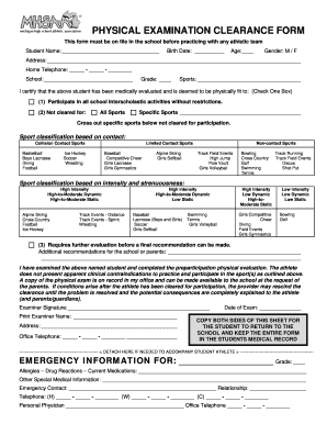 Physical Clearance Form