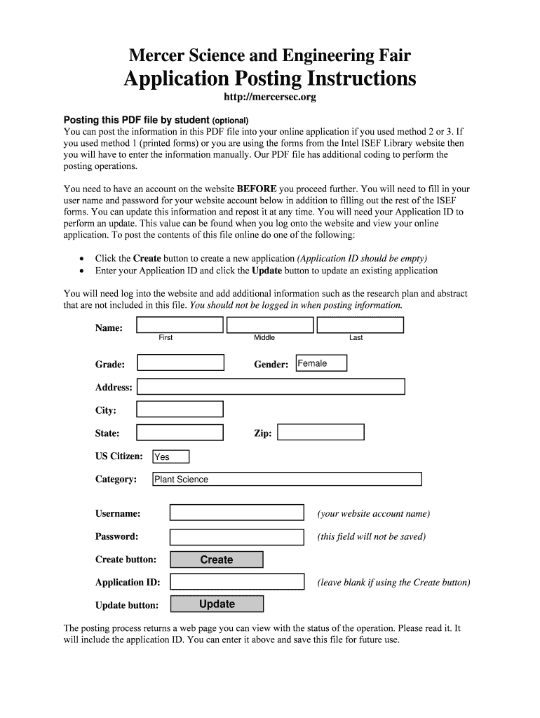 Junior &amp; Senior Division Instructions Mercer Science and  Form