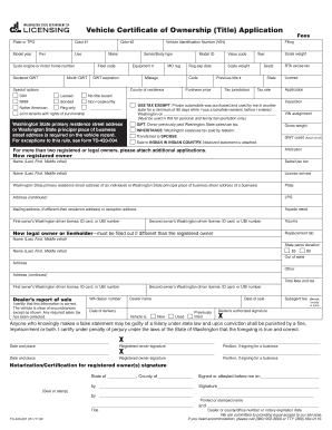 Washington Vehicle Title Application Example  Form