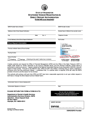 Washington State Vendor Registration  Form