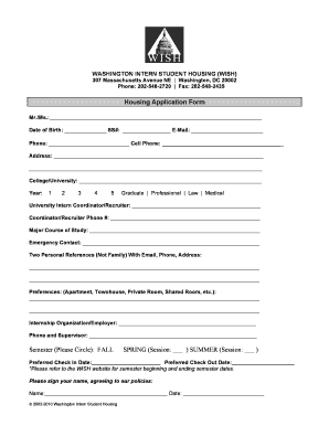 Housing Application Form Online