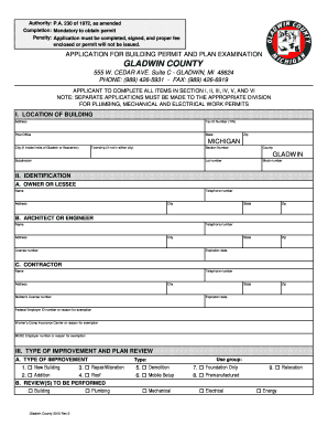 Building Permit Application Gladwin County  Form